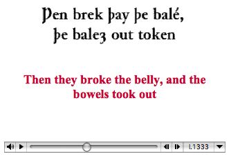 &lsquo;Sir Gawain&rsquo; example with Old English as graphics and modern English as text