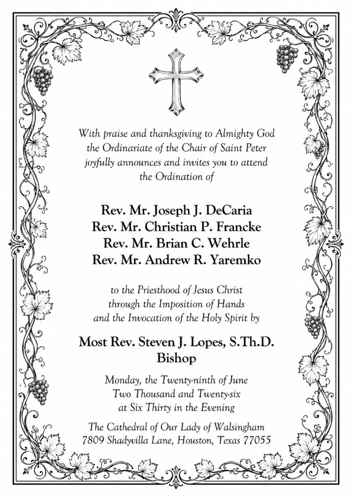 Ordination annoucement